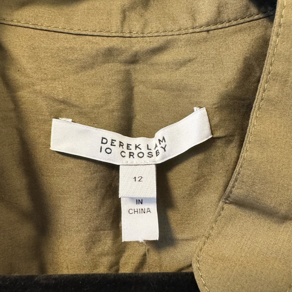 Derek Lam 10 Crosby Beverly Shirtdress Fatigue Green Sz 12 - Picture 8 of 11